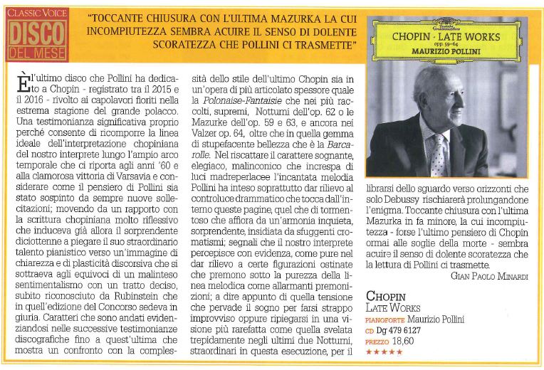 Maurizio Pollini: 'Late Works'  su Classic Voice