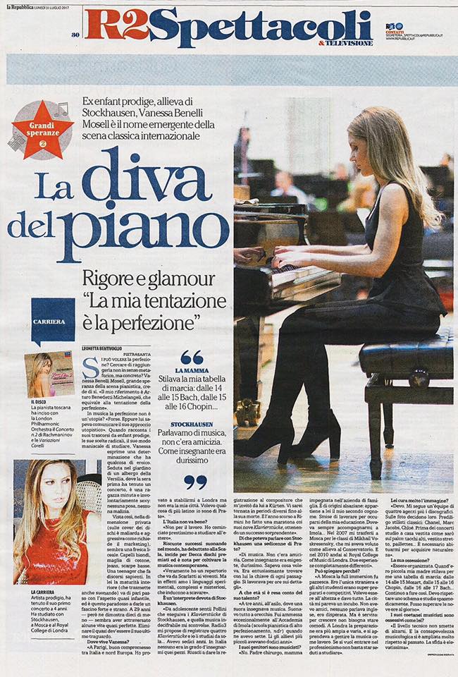 Vanessa Benelli Mosell intervistata su la Repubblica