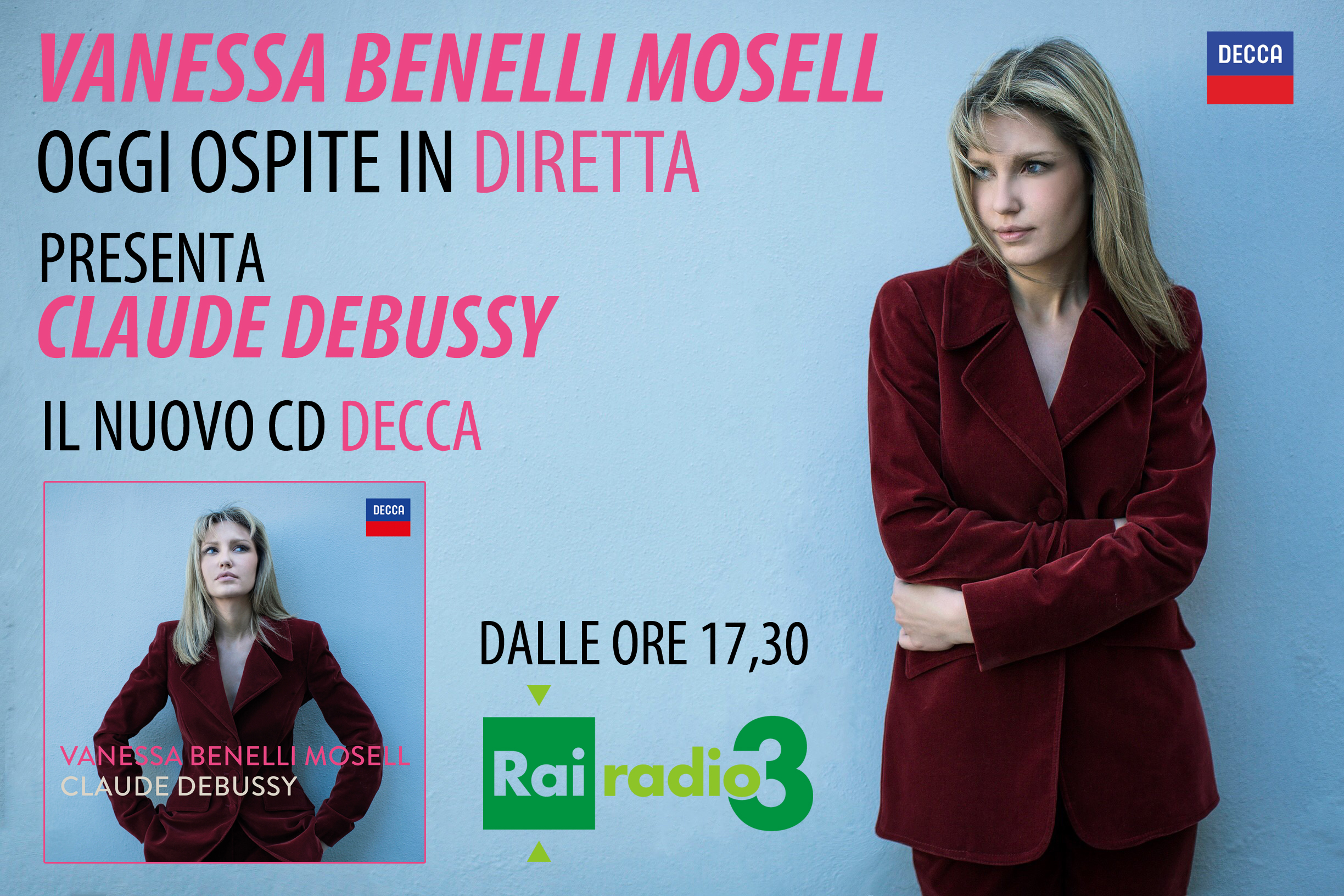 Vanessa Benelli Mosell oggi pomeriggio in diretta su Radio 3 Rai