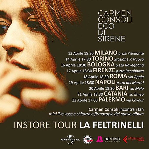 Incontra Carmen Consoli nel Tour Instore Feltrinelli